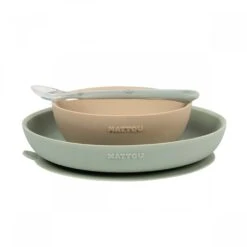 NATTOU Coffret Repas Silicone Lapidou Vert Et Beige
