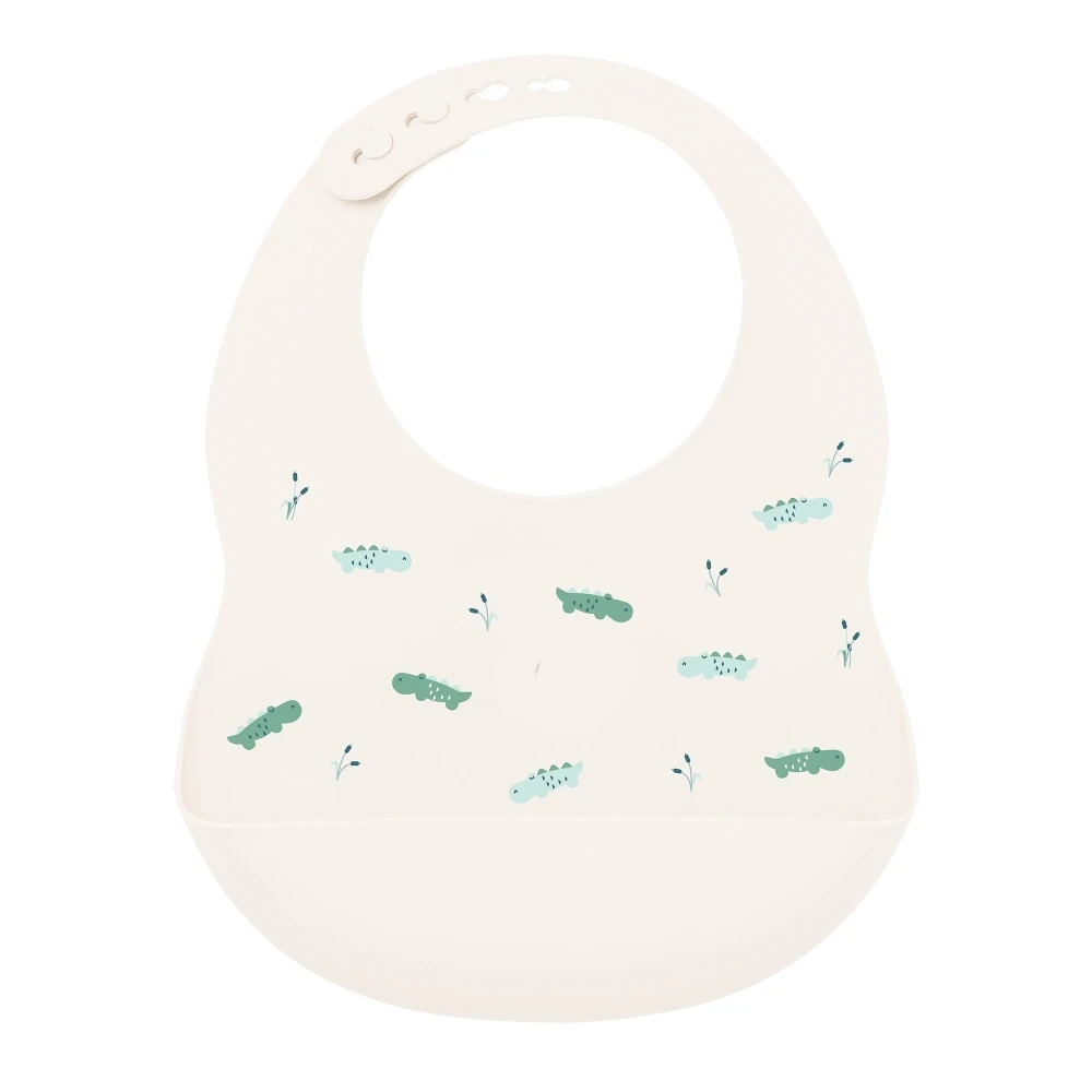 NATTOU Bavoir En Silicone Blanc/croco 1 NATTOU Bavoir En Silicone Blanc/croco