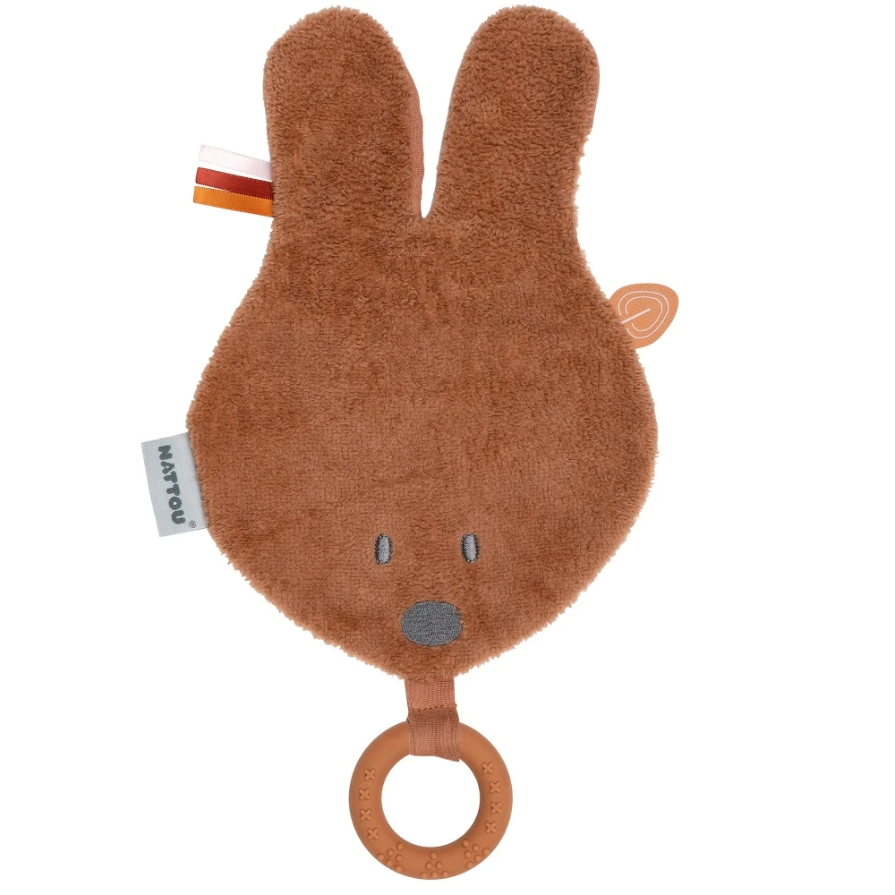 NATTOU Doudou Tête Bonnie Le Lapin Avec Anneau En Silicone 1 NATTOU Doudou Tête Bonnie Le Lapin Avec Anneau En Silicone